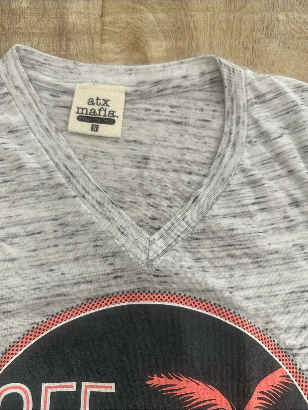 ATX Mafia “Off the Clock” Graphic Tee | V-Neck | Heather Gray | Size S - Picture 4 of 15